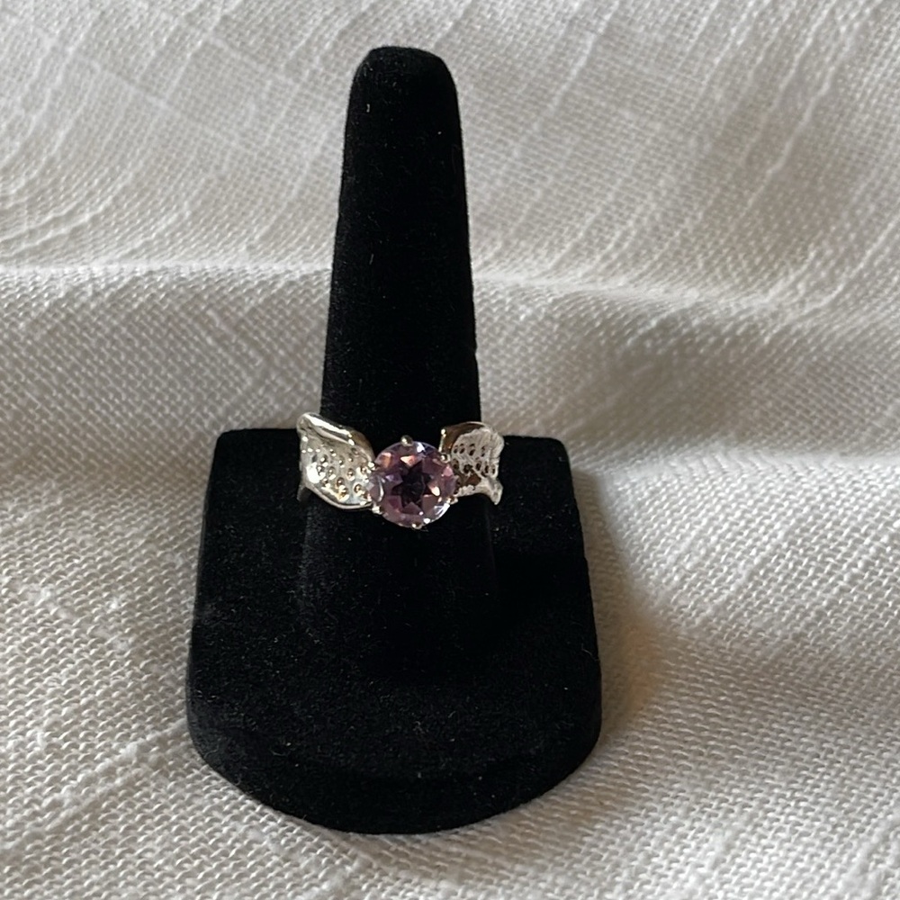 Custom Kristen Baird Pink Amethyst Sterling Silver Waterfall Ring, Size 7.5